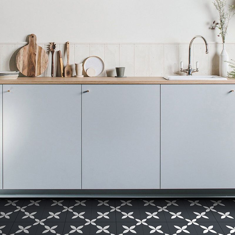 Lisslune | Square Indoor Vinyl Floor Peel and Stick Floral Print Waterproof Vinyl Floor