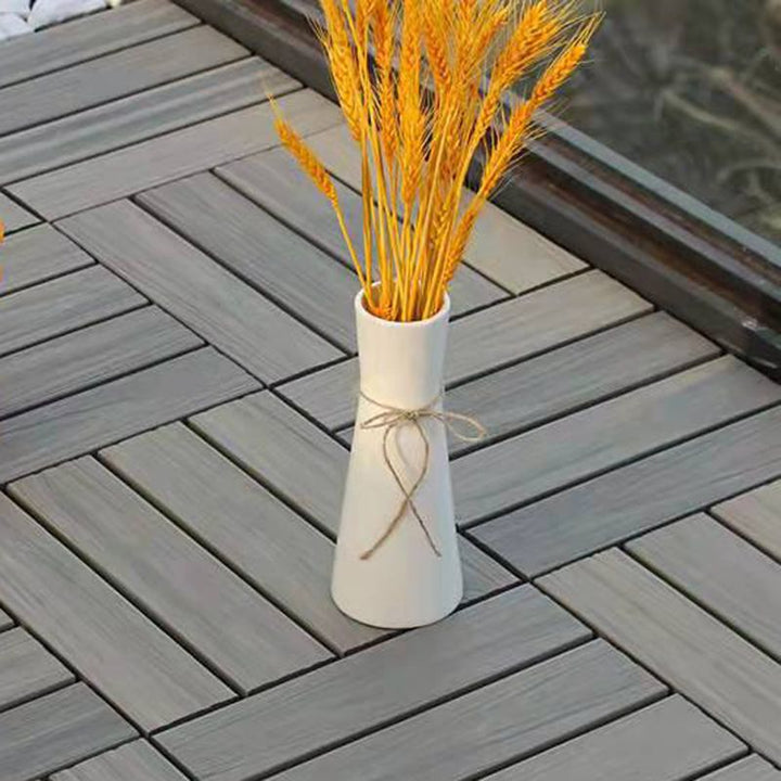 Lisslune | 12" X 12" 4-Slat Square PVC Floor Tiles Snap-Fit Installation Floor Tiles