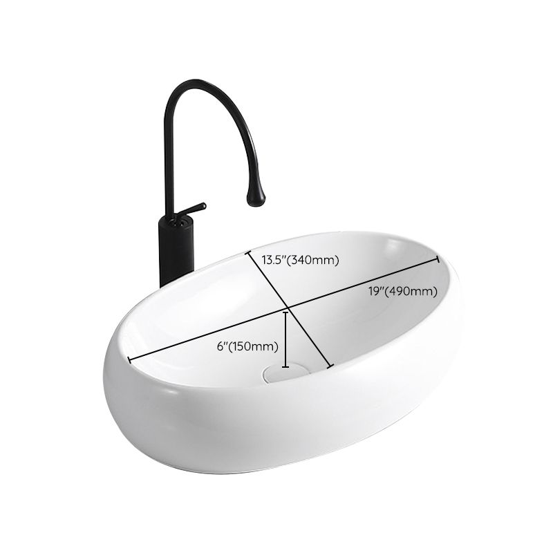 Lisslune | Modern Vessel Sink Porcelain Rectangular Vessel Sink (Not Included Faucet)
