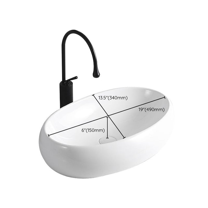 Lisslune | Modern Vessel Sink Porcelain Rectangular Vessel Sink (Not Included Faucet)
