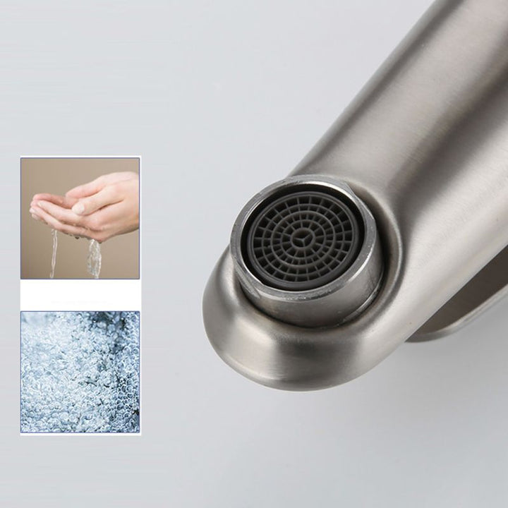 Lisslune | Round Single Handle Bathroom Faucet Single Hole Sink Faucet in Chrome