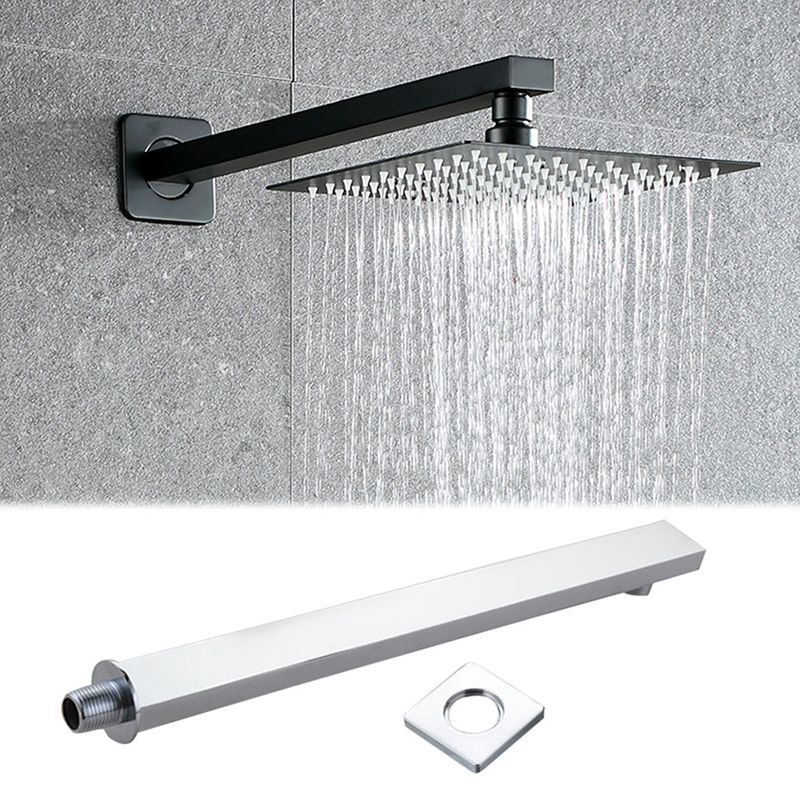 Lisslune | Black Square Fixed Shower Head Modern Style Wall Mounted Shower Head