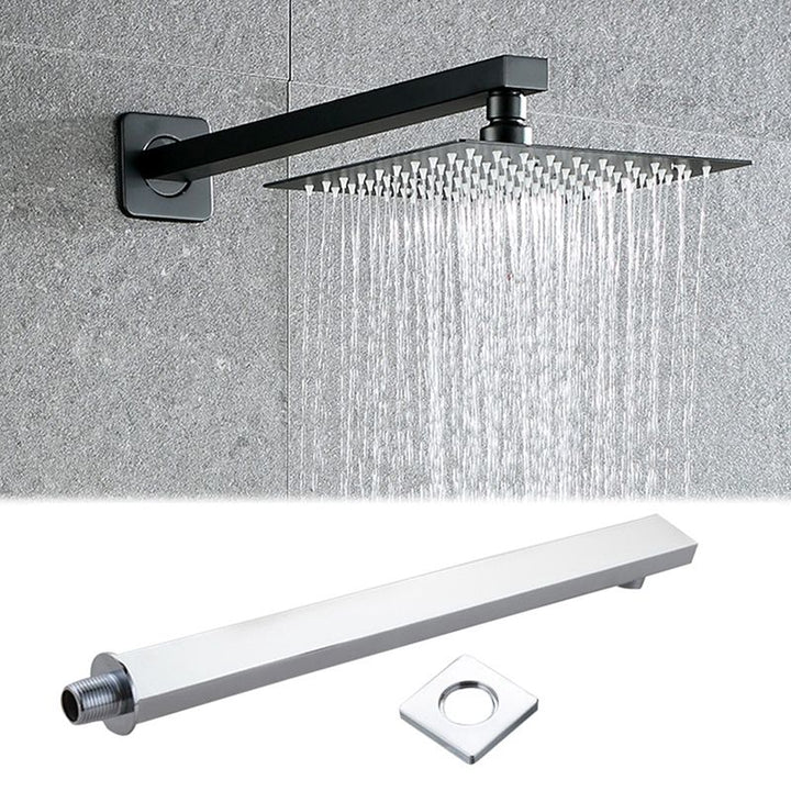Lisslune | Black Square Fixed Shower Head Modern Style Wall Mounted Shower Head