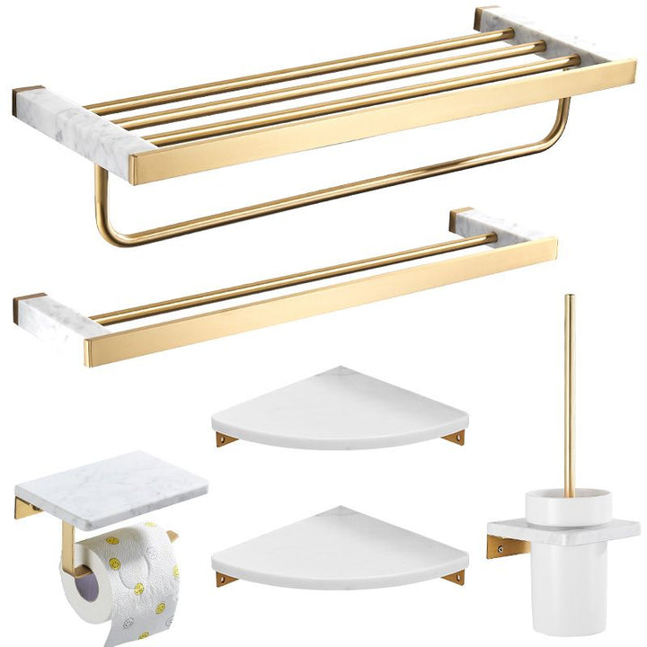 Lisslune | Metal and Marble Bathroom Accessory Individually or in Set in Gold