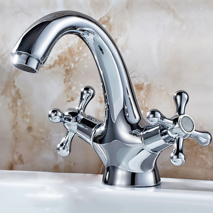 Lisslune | Industrial Widespread Bathroom 2 Faucet Cross Handles Sink Faucet