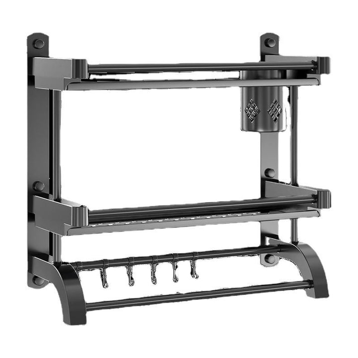 Lisslune | Modern Black Bathroom Accessories Stainless Steel Fitting Set Bathroom Shelf