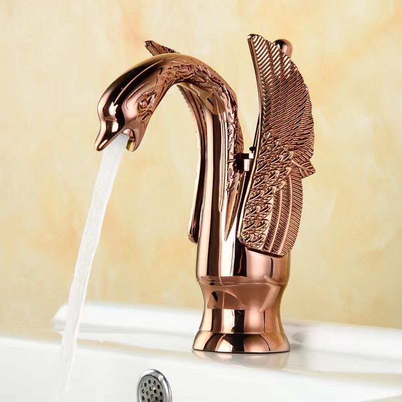 Lisslune | Full brass bathroom sink faucet hot and cold water single handle sink faucet