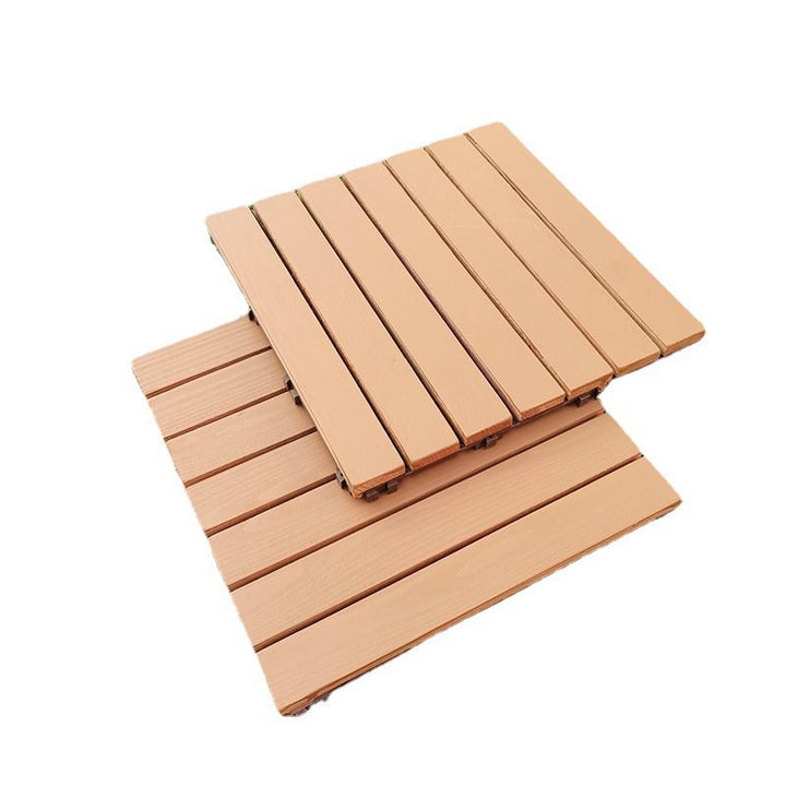 Lisslune | Yellow 6-Slat Square Wood Floor Tiles Click System Floor Tiles