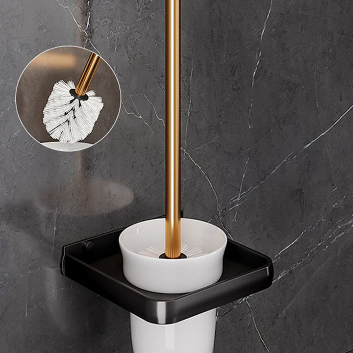 Lisslune | Black and Brass Bathroom Hardware Set Modern Stainless Steel Bathroom Shelf/Towel Holder/Paper Holder