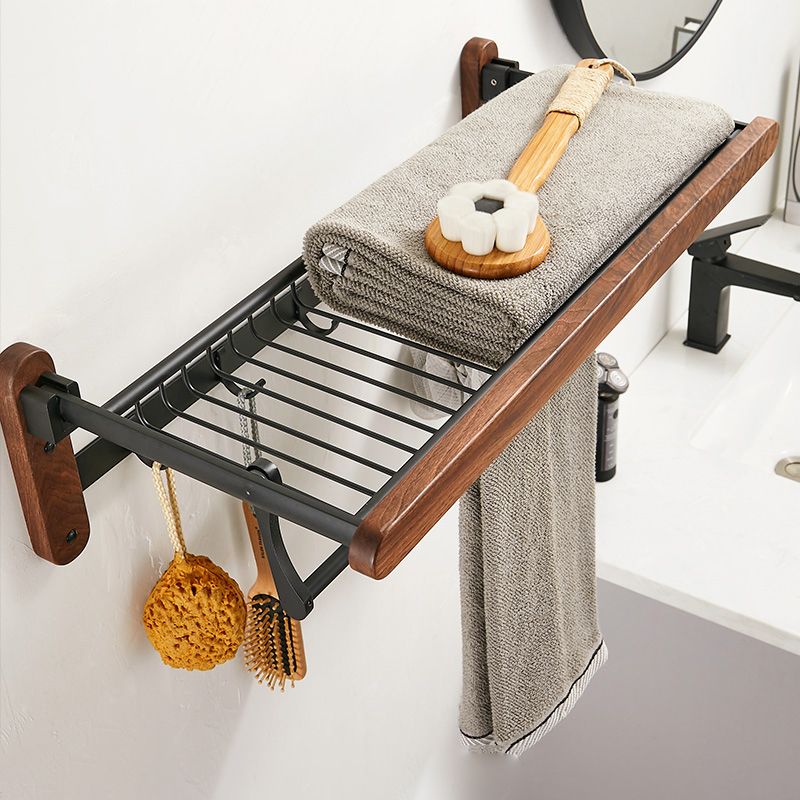 Lisslune | Walnut Brown Bathroom Accessory Set Metal Folding Bath Hardware Set