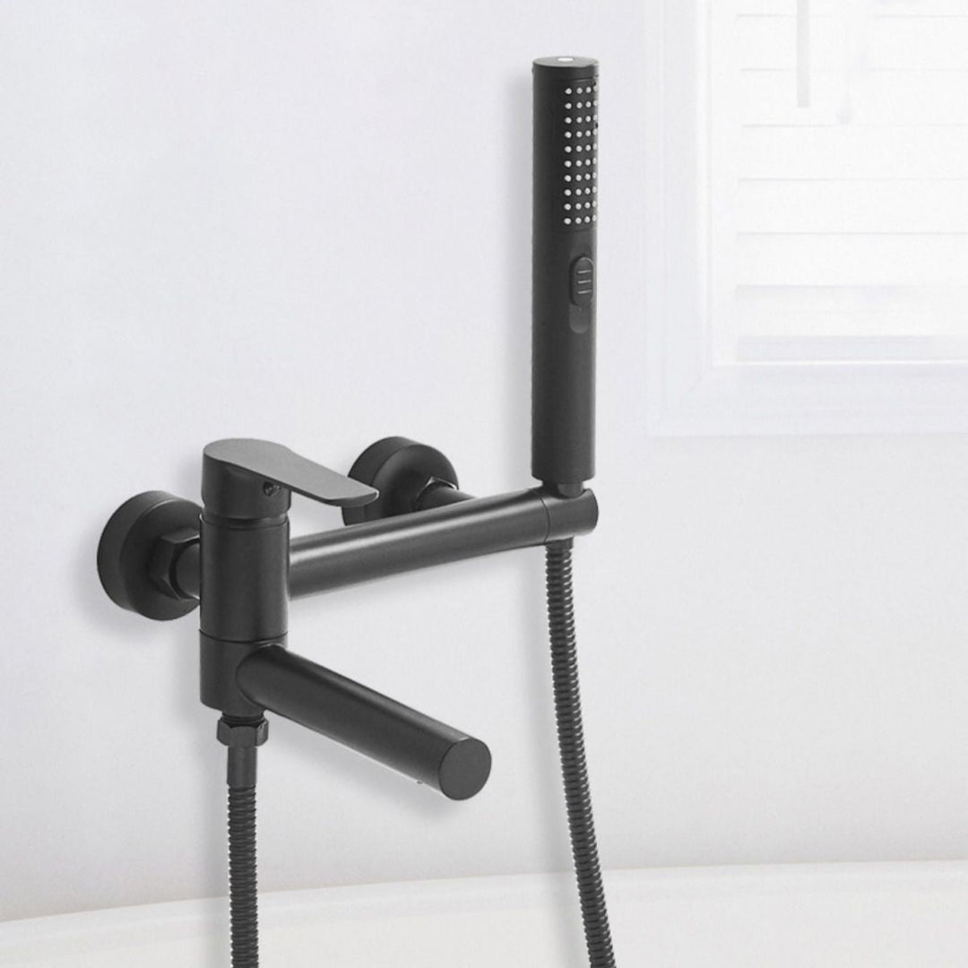 Lisslune | Swivel spout bathtub faucet single lever handle hand shower bathtub filling valve with shower hose