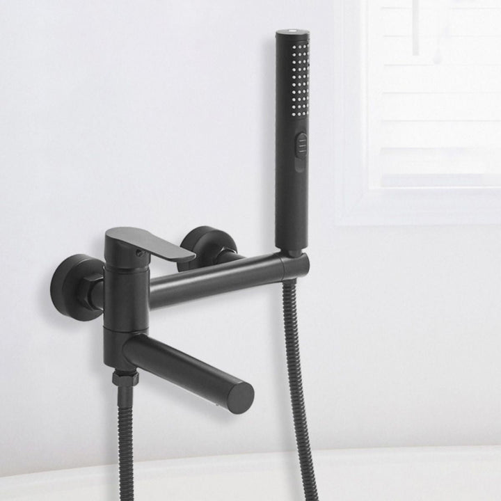 Lisslune | Swivel spout bathtub faucet single lever handle hand shower bathtub filling valve with shower hose