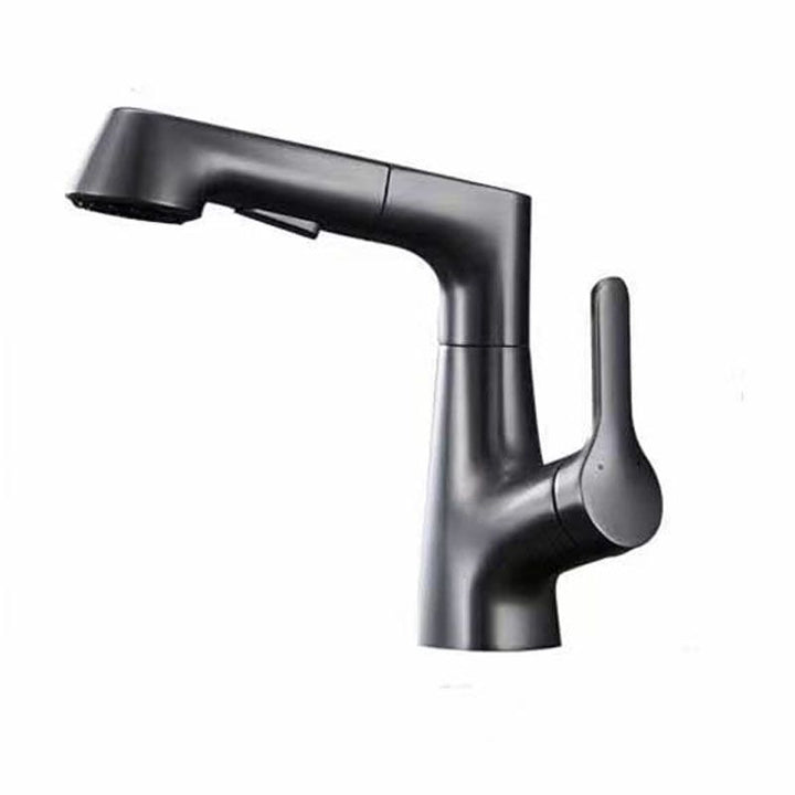 Lisslune | Modern Sink Faucet Lever Handle Copper Low Arc Pull-down Sink Faucet