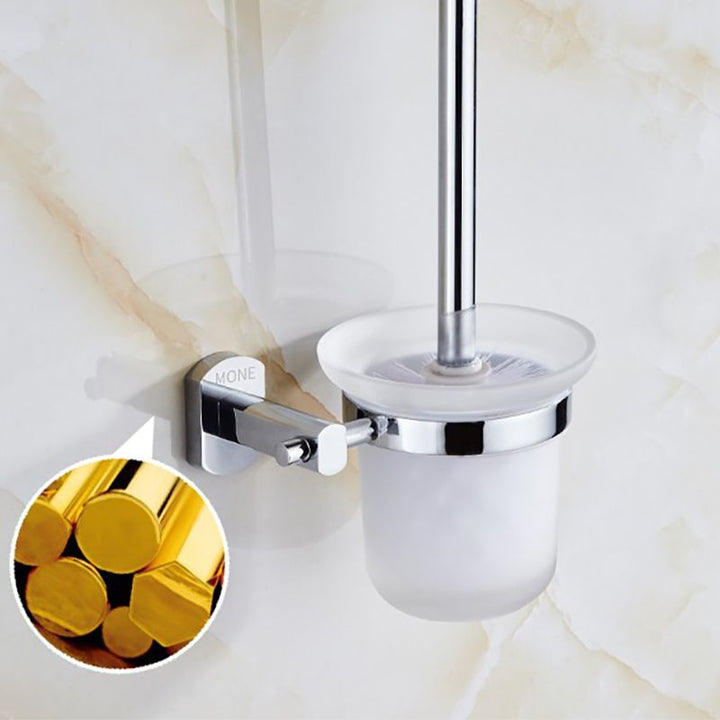 Lisslune | Polished Chrome Modern Bathroom Accessory Set Silver Towel Holder/Bath Shelf