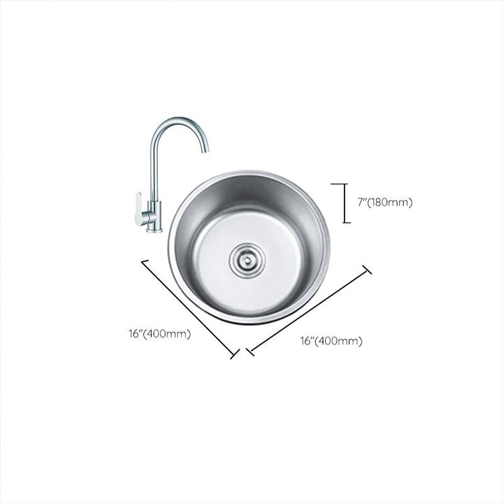 Lisslune | Round Single Bowl Kitchen Sink Stainless Steel Sink with Drain Strainer Set