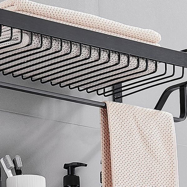 Lisslune | Black / Silver Bathroom Accessories Aluminium Hardware Set Bathroom Shelf