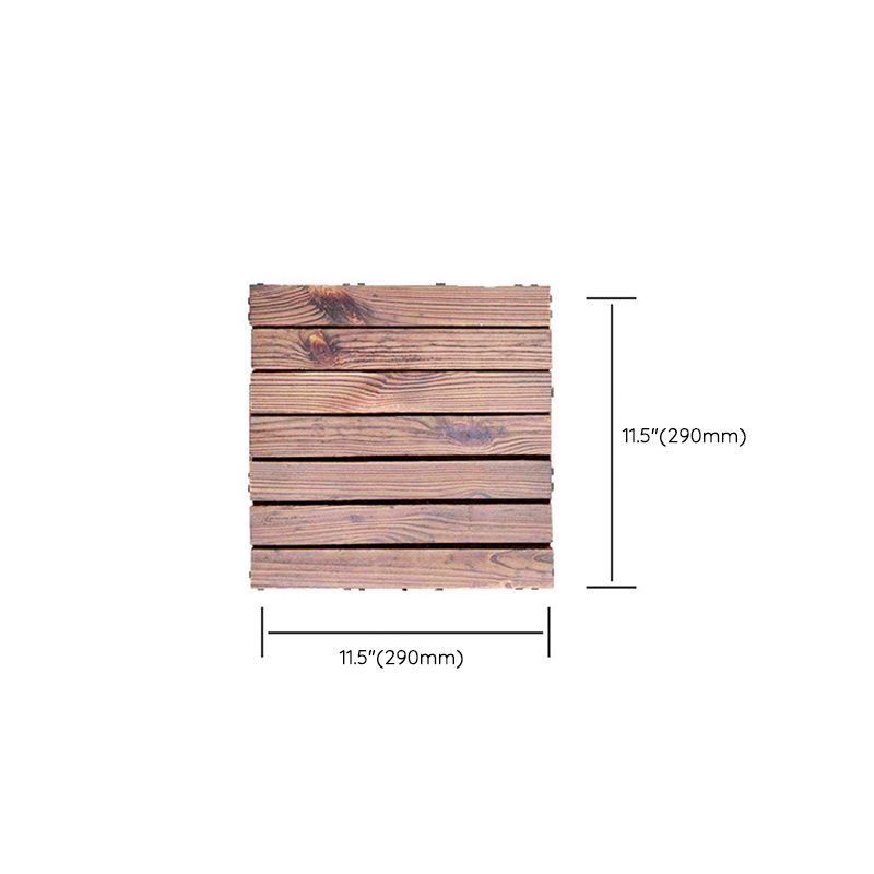 Lisslune | 7-Slat Square Wood Floor Tiles Click Installation Outdoor Floor Tiles