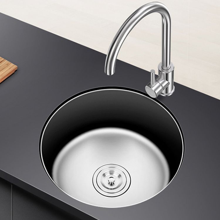 Lisslune | Round Single Bowl Kitchen Sink Stainless Steel Sink with Drain Strainer Set