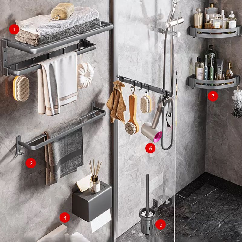Lisslune | Modern Bathroom Accessory Hardware Set Gray Towel Bar Bathroom Shelf Bathroom Hardware Set