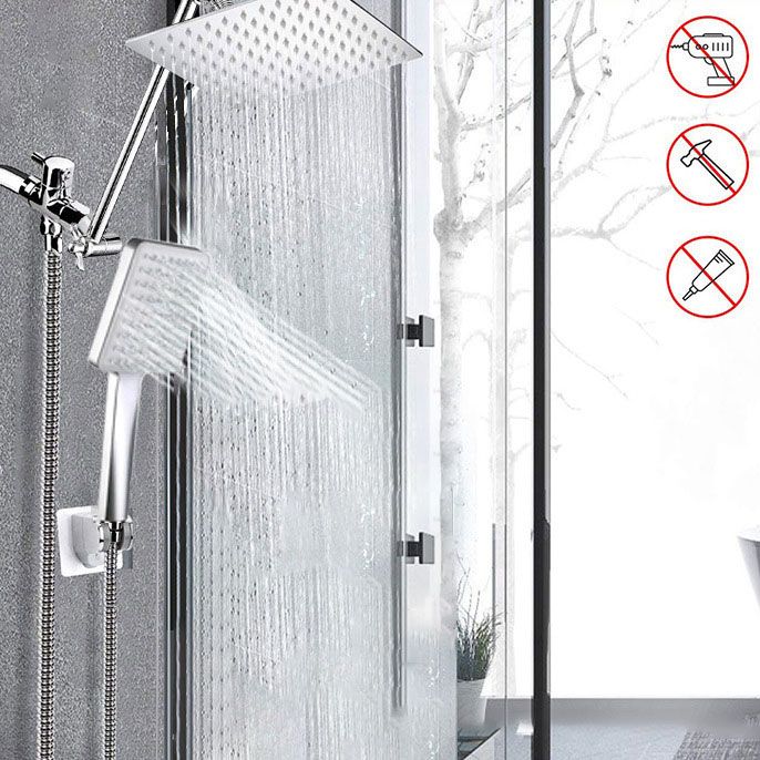 Lisslune | Contemporary Pull Down Dual Shower Head Square High Arc Shower Head Combo in Chrome