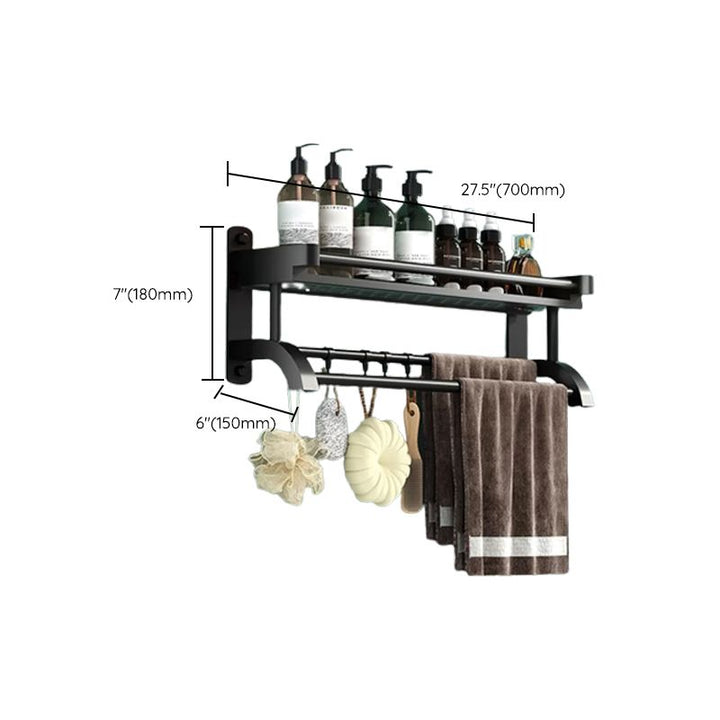 Lisslune | Modern Black Bathroom Accessories Stainless Steel Fitting Set Bathroom Shelf