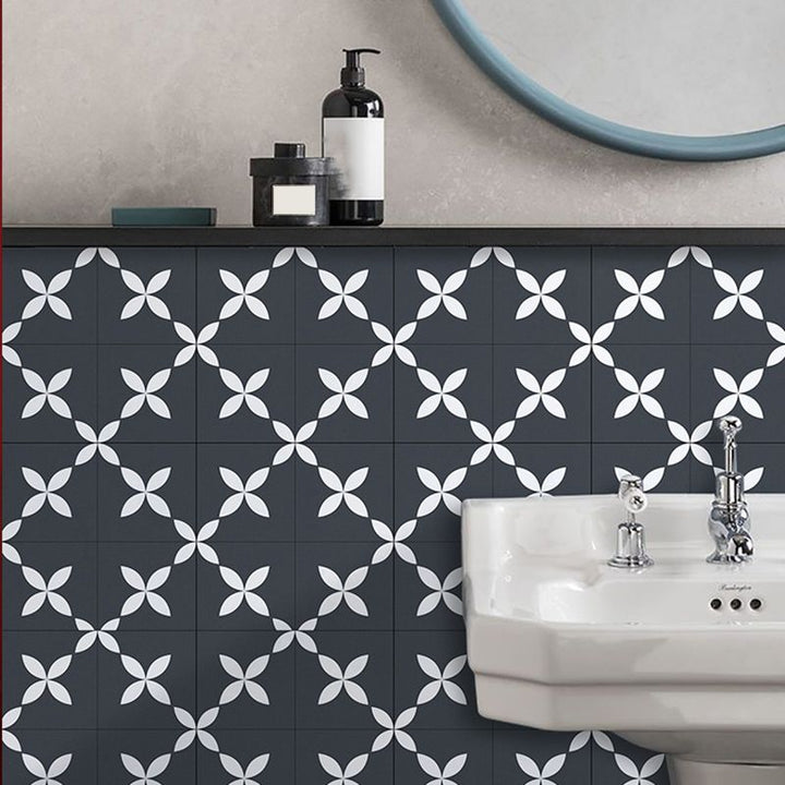 Lisslune | Square Indoor Vinyl Floor Peel and Stick Floral Print Waterproof Vinyl Floor