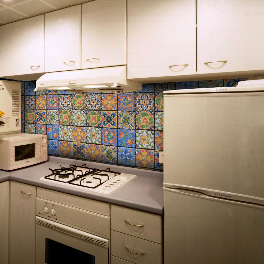Lisslune | Traditional Peel and Stick Back Wall PVC Mosaic Tiles Wallpaper for Kitchen Backsplash