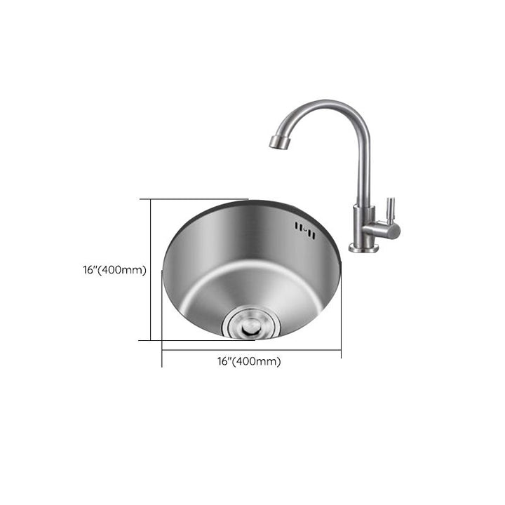 Lisslune | Round Stainless Steel Sink Built-in Sink with Basket Strainer