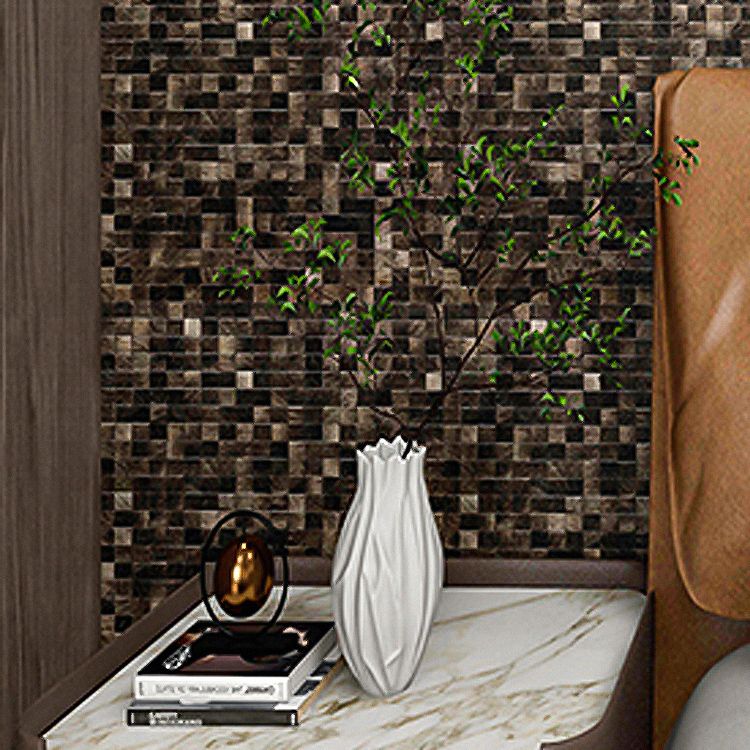 Lisslune | Mosaic Tiles Wallpaper Square Shape Peel and Stick Mosaic Tiles with Metal Look