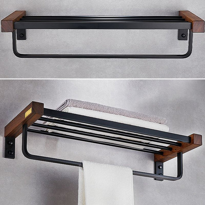 Lisslune | Metal Bathroom Accessories Set Walnut Brown Bathroom Accessories Set