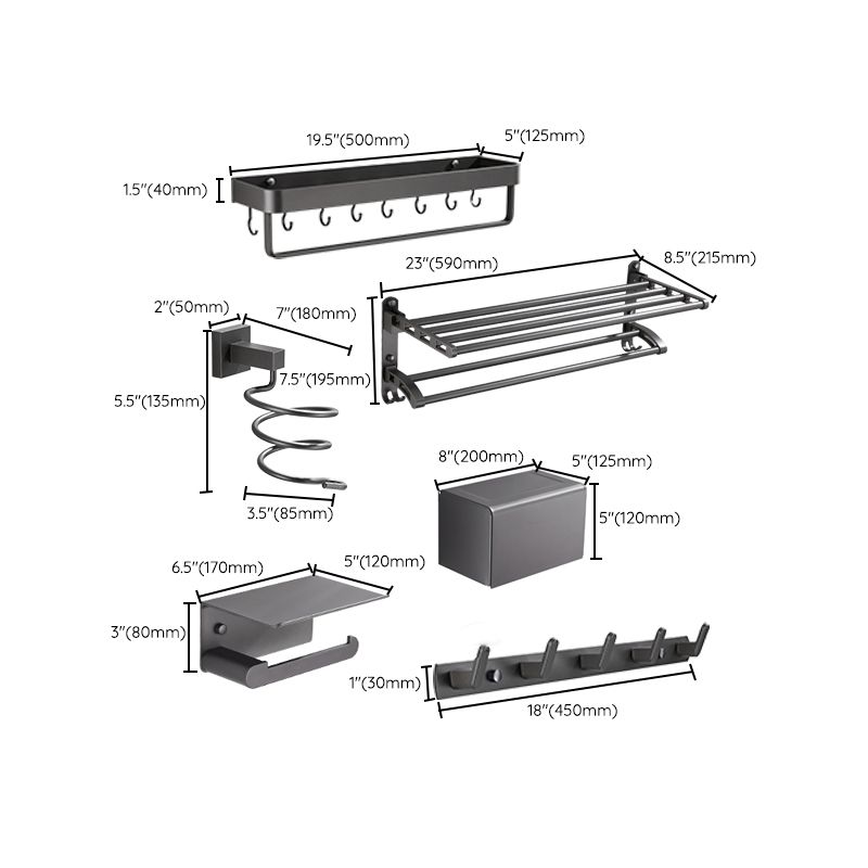 Lisslune | Modern Bathroom Accessories Hardware Set Gray Bathroom Hardware Set