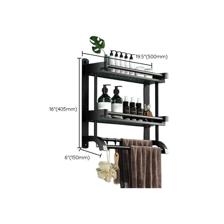 Lisslune | Modern Black Bathroom Accessories Stainless Steel Fitting Set Bathroom Shelf