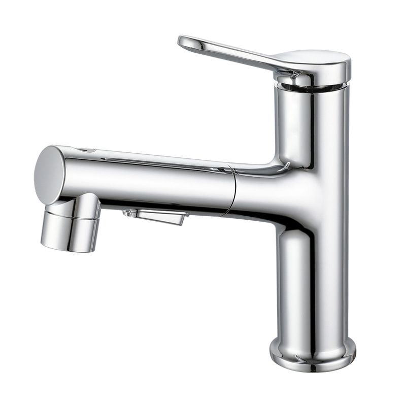 Lisslune | Modern Extendable Sink Faucet Bathroom Faucet Brass 1 Handle Sink Faucet with Water Hose