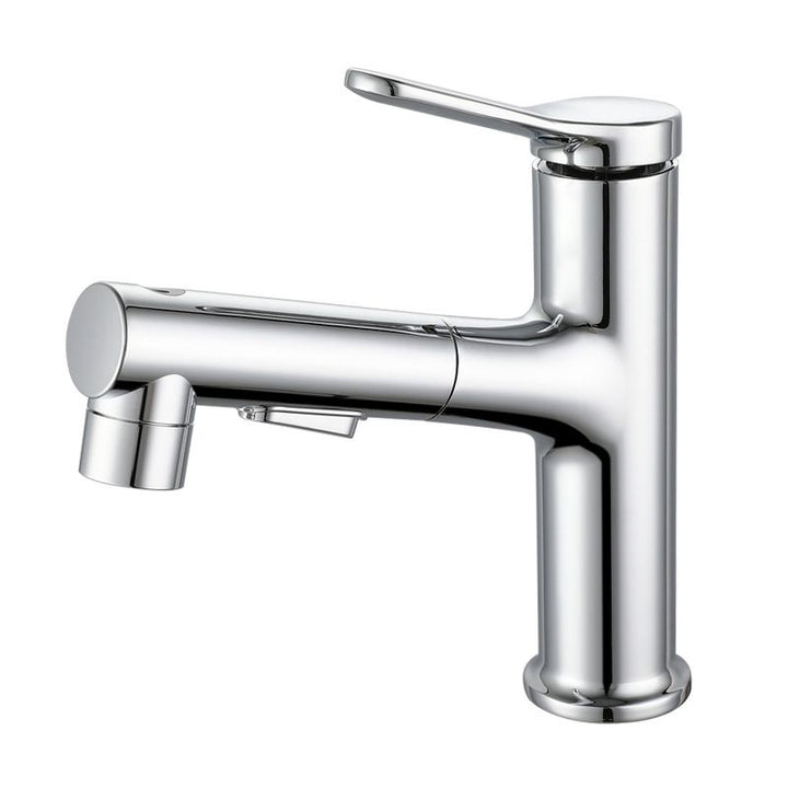 Lisslune | Modern Extendable Sink Faucet Bathroom Faucet Brass 1 Handle Sink Faucet with Water Hose