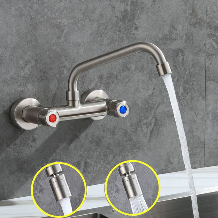 Lisslune | Round 2-Handle Bathroom Faucet Single Hole Wall Mounted Bathroom Faucet