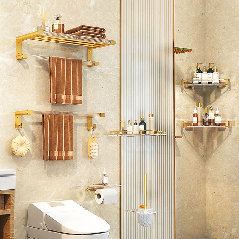 Lisslune | Modern Bathroom Hardware Set Towel Holder Bathroom Shelf Gray/Gold Bathroom Hardware Set