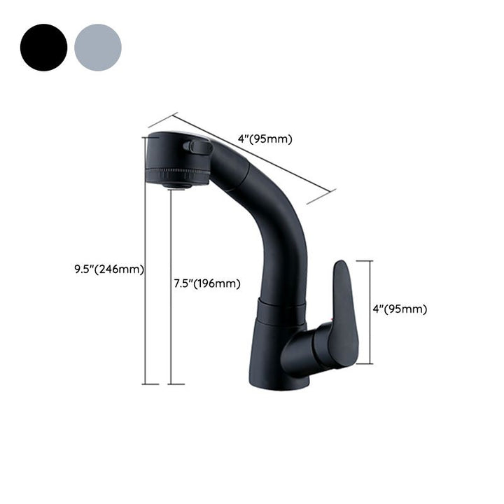Lisslune | Contemporary Bath Water Faucet Brass Lever Handle Pull-Out Sink Faucet