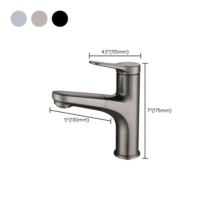 Lisslune | Modern Style Sink Faucet Single Handle Low Arc Pull Down Copper Sink Faucet