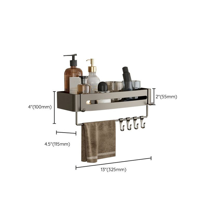 Lisslune | Contemporary Aluminum Bathroom Accessory Set Gray Bath Shelf