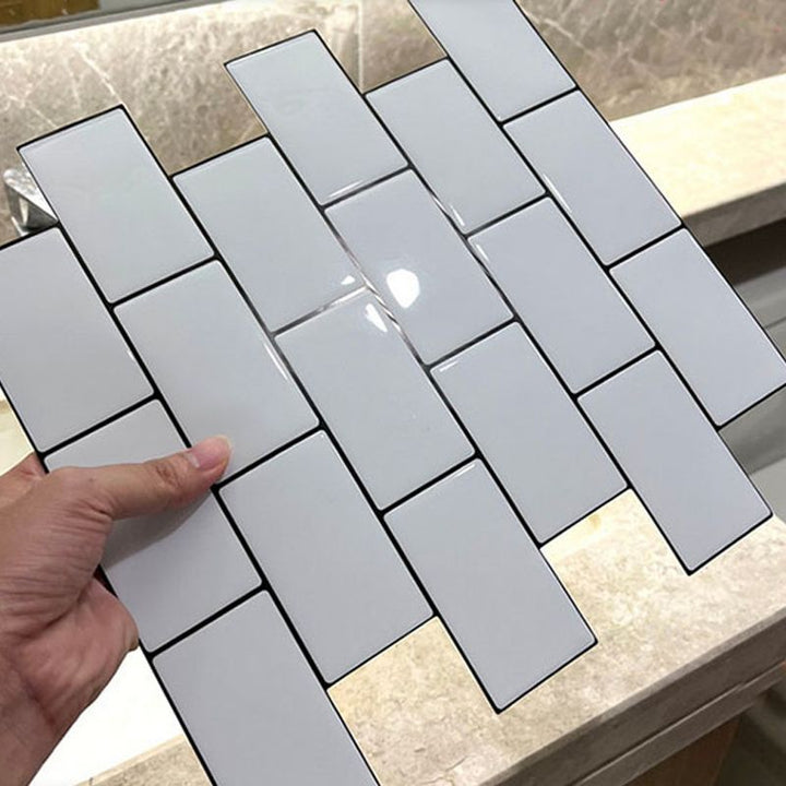 Lisslune | White subway tile Waterproof PVC Peel & Stick tile for backsplash wall