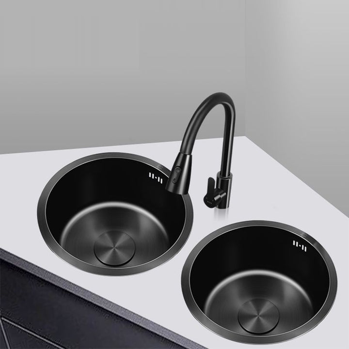 Lisslune | Classic Round Wash Basin Stainless Steel Built-in Basin Non-slip Round Basin for the Kitchen