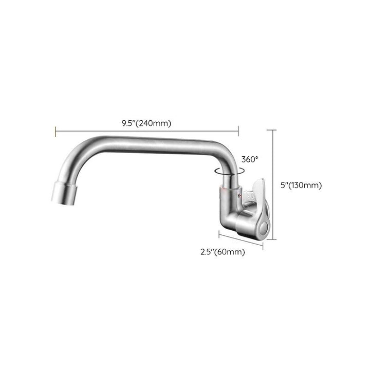 Lisslune | Modern Bridge Water Faucet 304 Stainless Steel Knob Handle Swivel Spout Wall Mounted Faucet