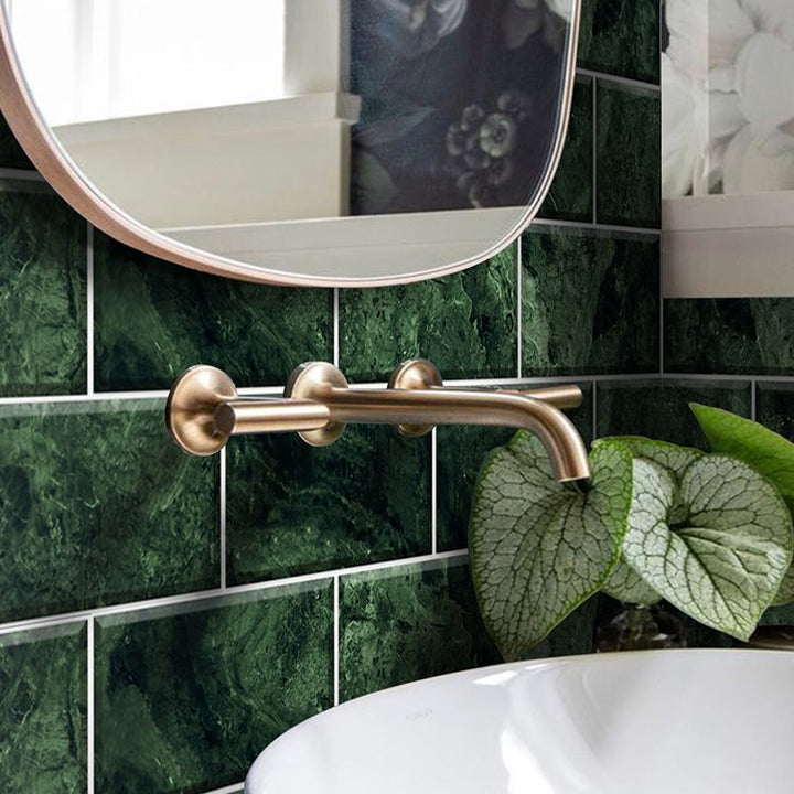 Lisslune | Mosaic tiles peel and attach tiles PVC backsplash peel and attach wall tiles in green