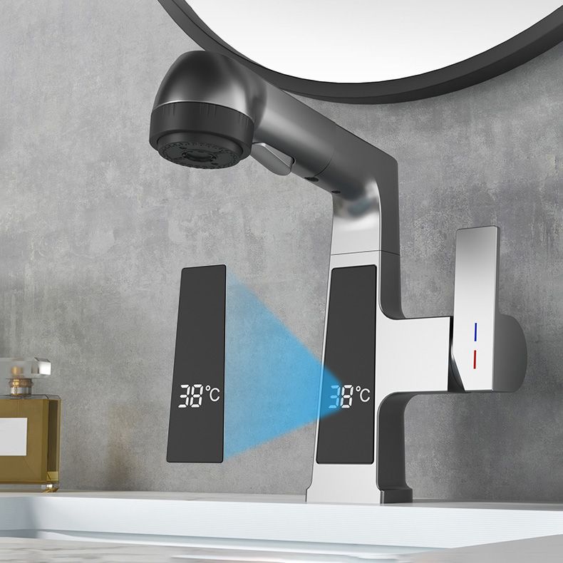 Lisslune | Modern Sink Faucet Pull-Out Lever Handle Brass Faucet Bathroom