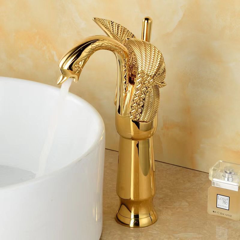Lisslune | Full brass bathroom sink faucet hot and cold water single handle sink faucet