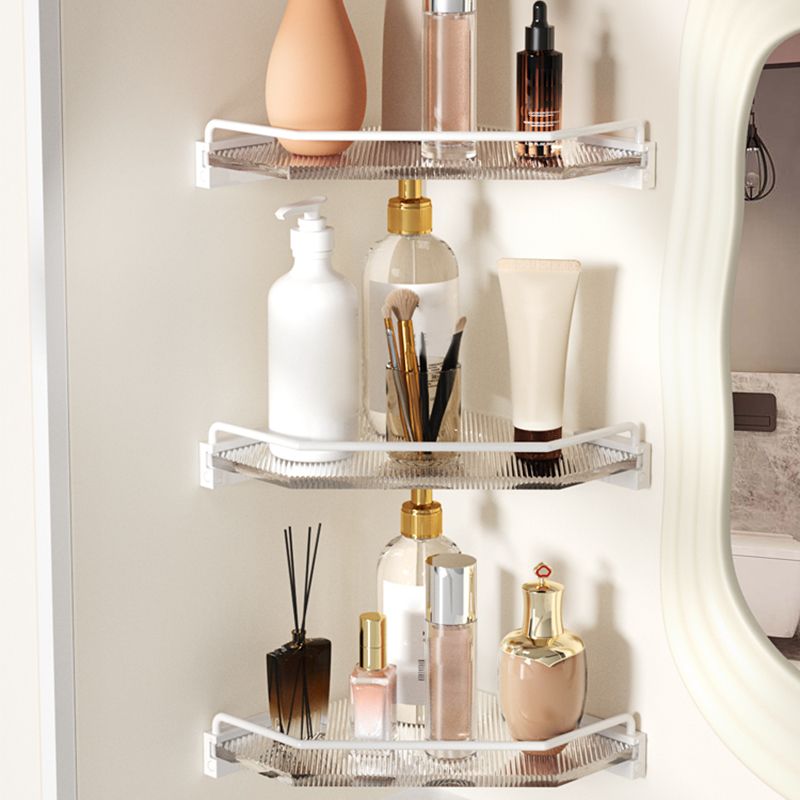 Lisslune | White Bathroom Accessory Set Metal & Acrylic Bathroom Set with Bath Shelf/Towel Hooks