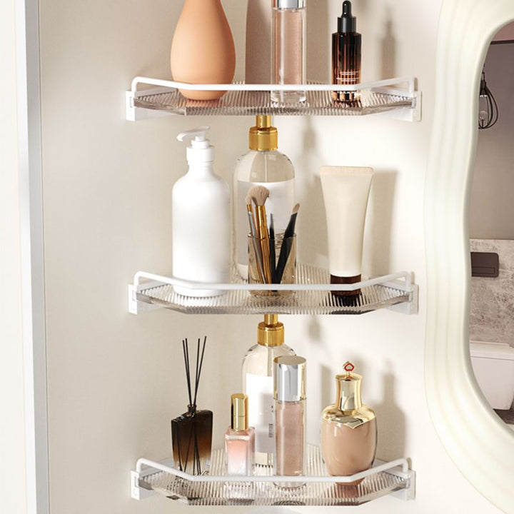 Lisslune | White Bathroom Accessory Set Metal & Acrylic Bathroom Set with Bath Shelf/Towel Hooks