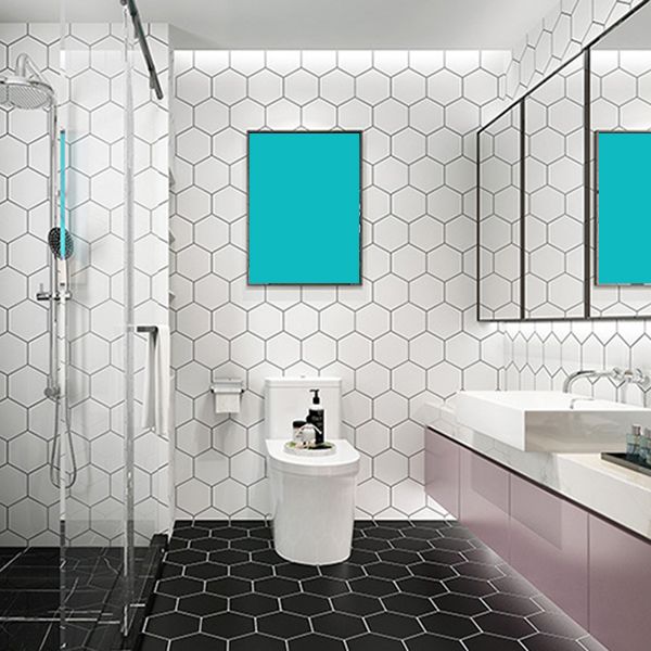 Lisslune | Bathroom Wall Floor Tile Waterproof Geometric Pattern Floor Wallpaper