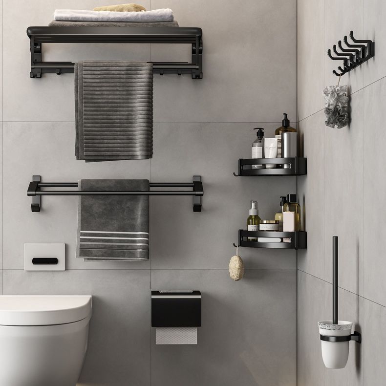 Lisslune | Contemporary Bathroom Accessory Set Matte Black Bathroom Set with Bathrobe Hooks/Towel Bar