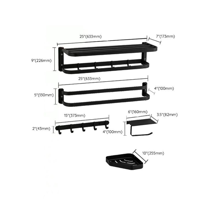 Lisslune | Modern black bathroom accessories set towel holder bathroom shelf bathroom faucet set